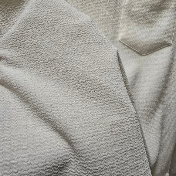 Madewell white textured button-down back short sleeve top poly/silk slits - Picture 9 of 11